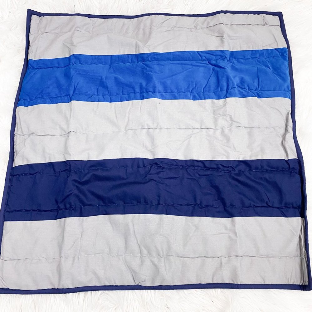 Pottery Barn Kids Colin Stripe Quilted Blue Gray Euro Sham NEW